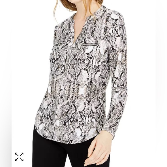 INC International Concepts Animal Print Zip Detail Shirt Women's Top Size XXL - Picture 2 of 16